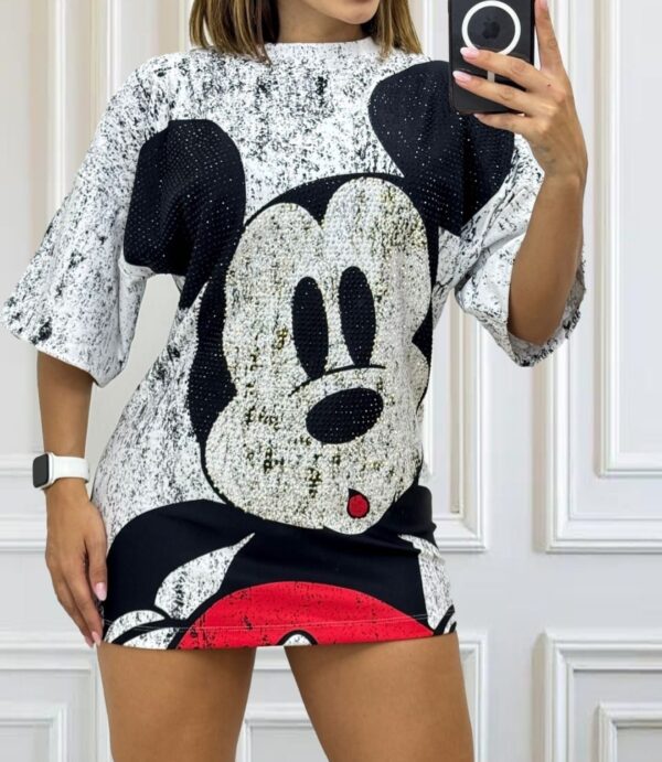 Black and white Mickey print mini dress