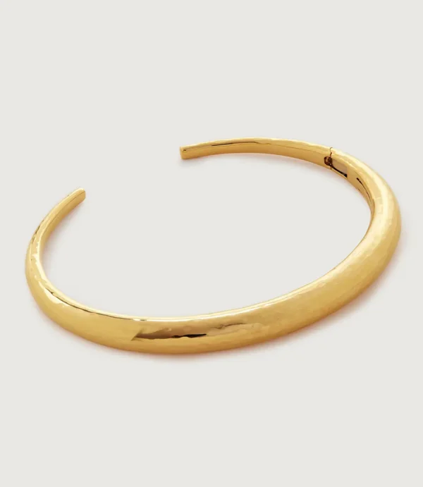 Gold thick open cuff necklace