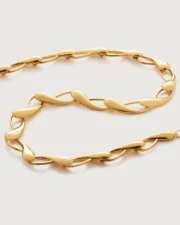 Gold chain necklace with teardrop links