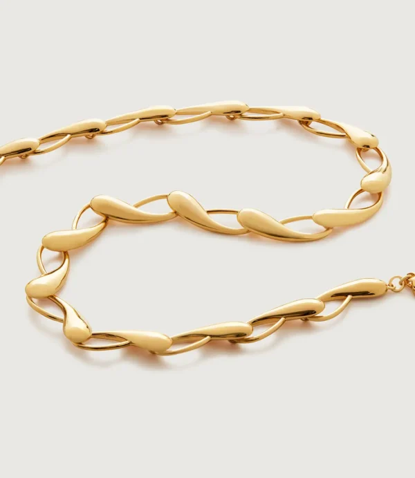 Gold chain necklace with teardrop links