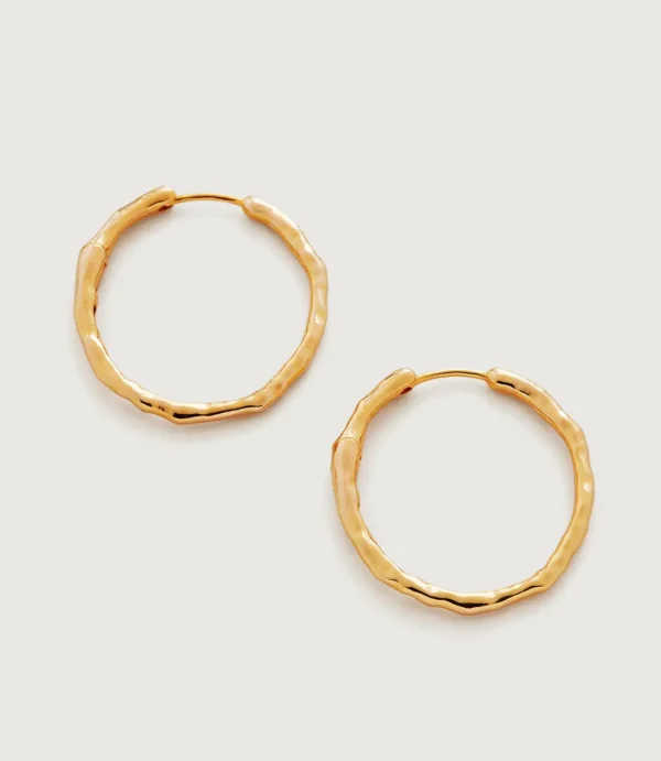 Pair of hammered gold hoop earrings