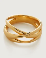 Polished gold crisscross ring
