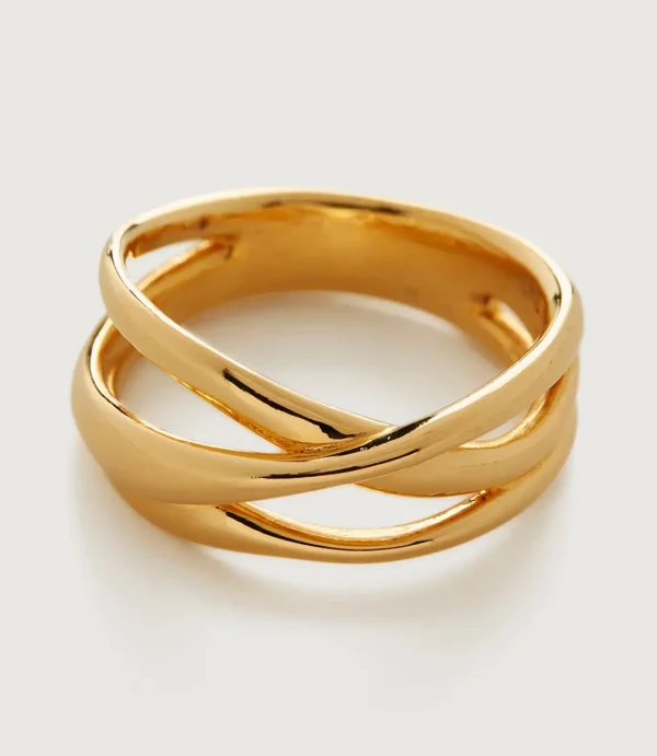 Polished gold crisscross ring