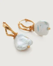 Gold earrings with large baroque pearls