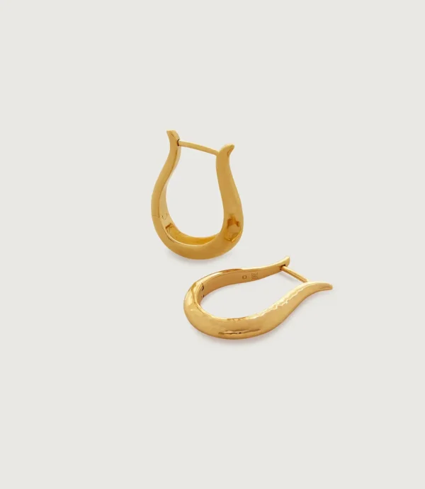 Pair of gold teardrop hoop earrings